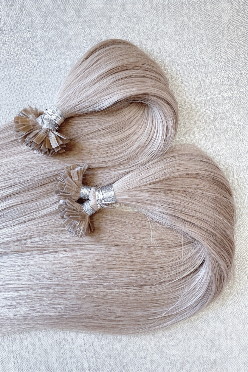 Silver Color Flat Tip Hair Extensions | C Beauty