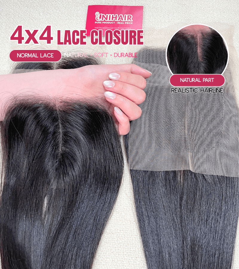 4x4 lace closure Vietnamese human hair natural black C Beauty