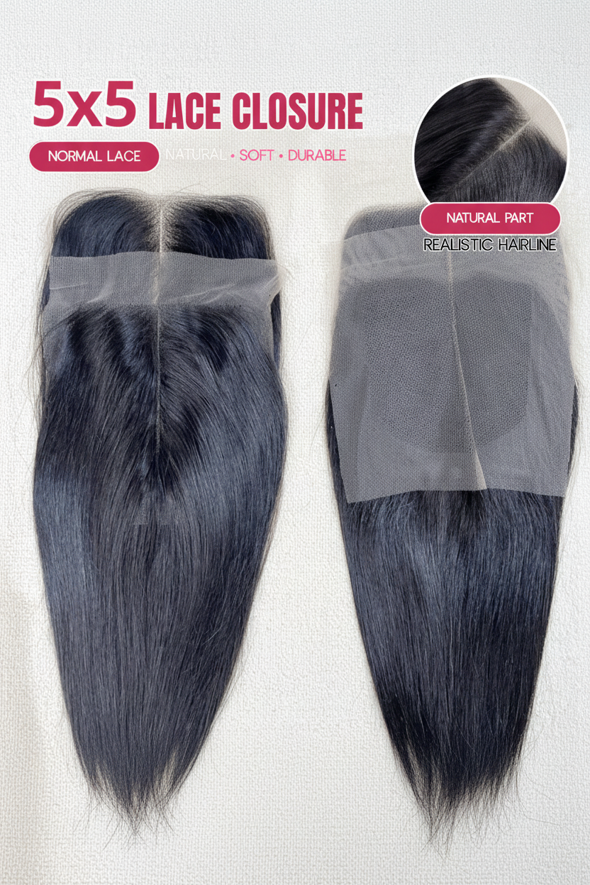 5x5 lace closure Vietnamese human hair natural black C Beauty