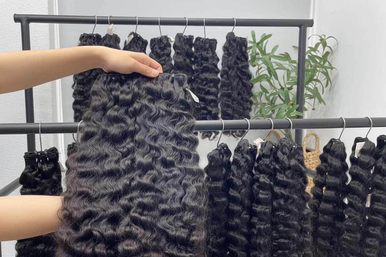 Raw Burmese curly hair weft bundle Vietnamese hair 100g C Beauty