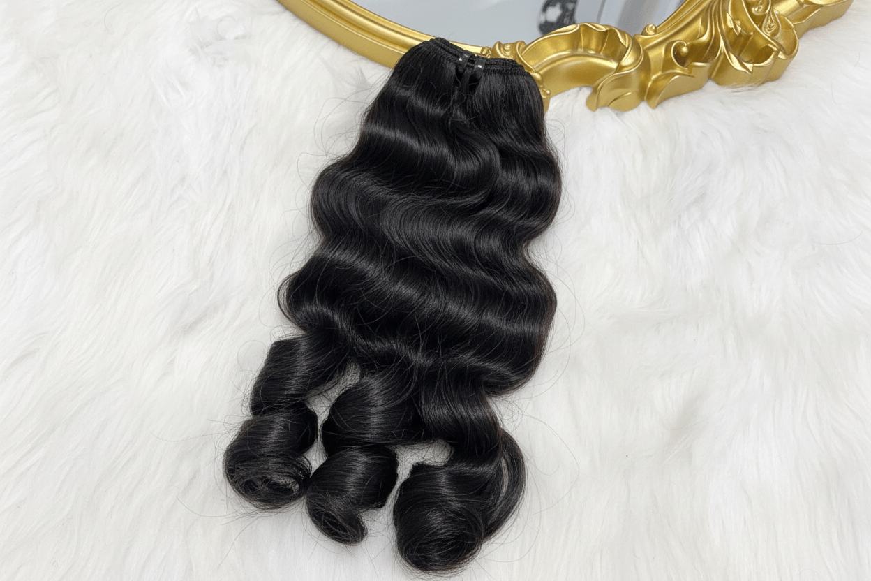 Fancy curly double drawn Remy weft bundle Vietnamese hair C Beauty