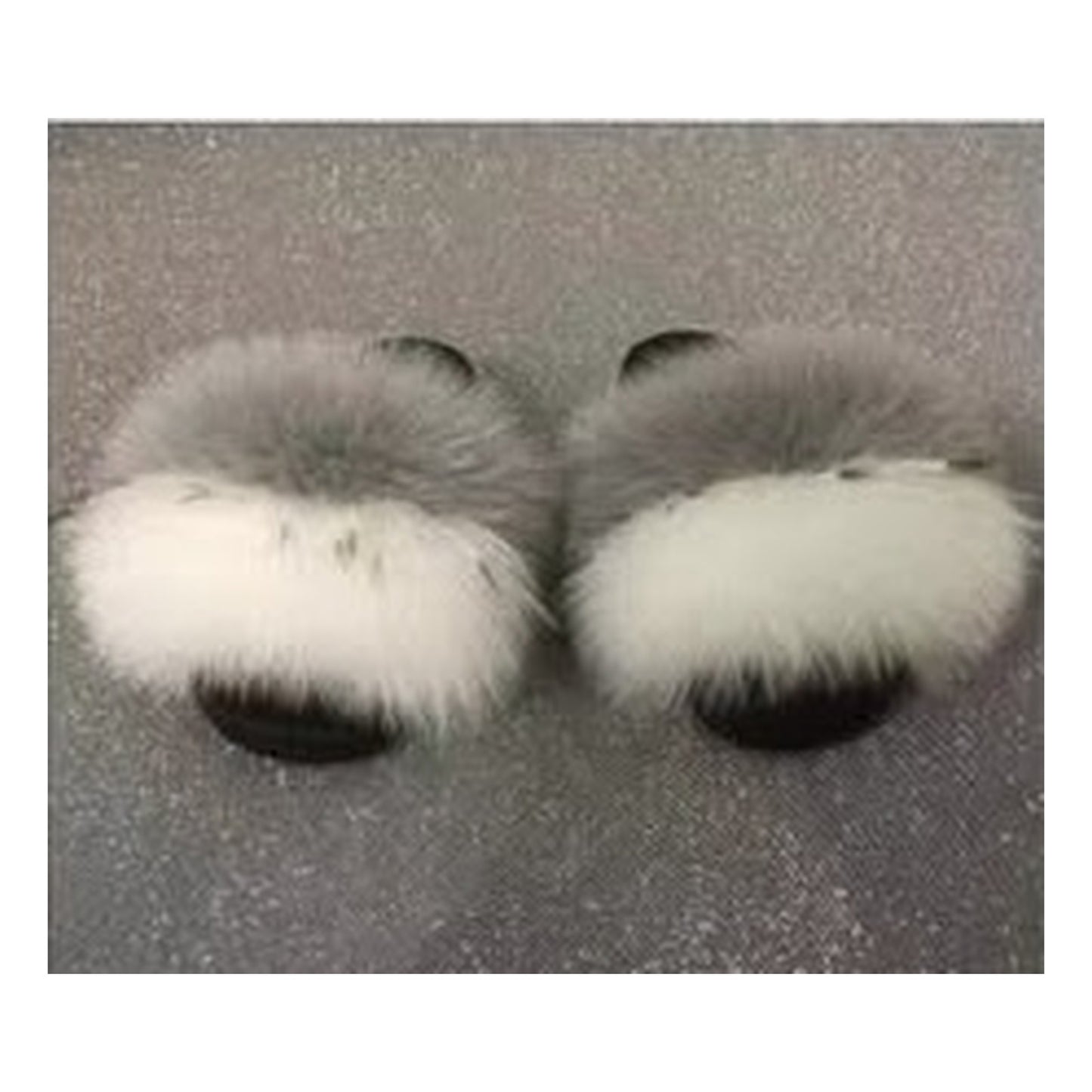 Fox Fur Slides – Wolf Gray / White – Style F-200