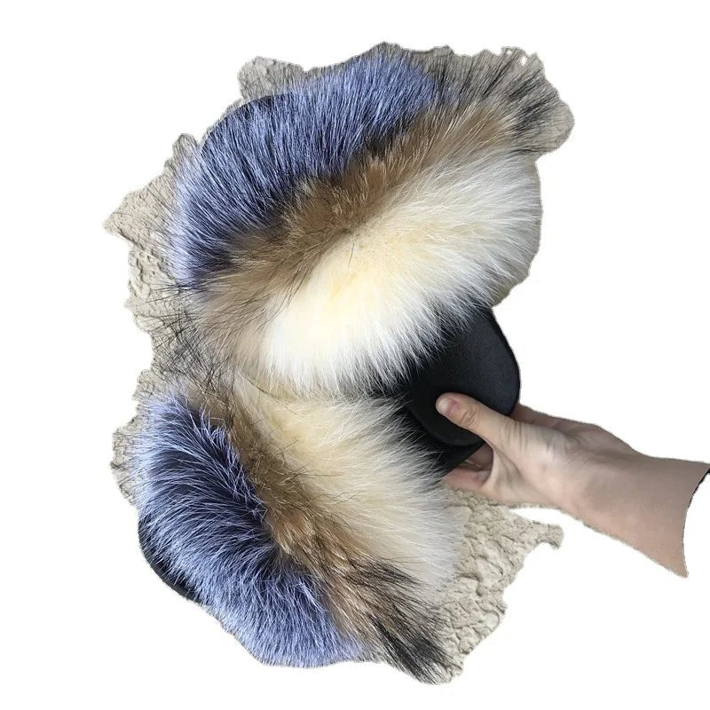 2024 New Designer Luxury fox fur Slides for women - Shopcbeauty