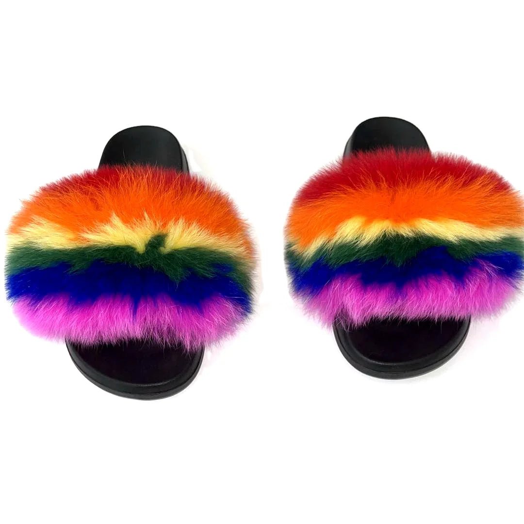 2025 New Designer Luxury women Fox Fur sandals - Shopcbeauty