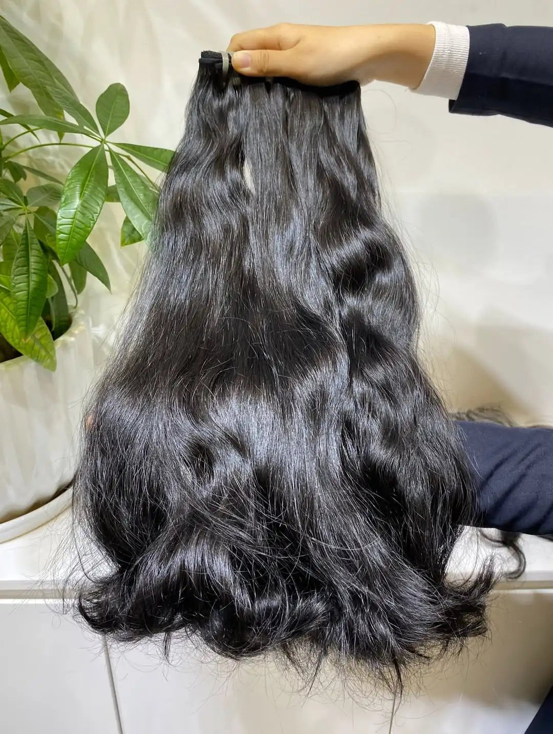 Bulk Human Hair Extensions, Natural Black/Brown Wavy, Single Donor - C Beauty Accessories