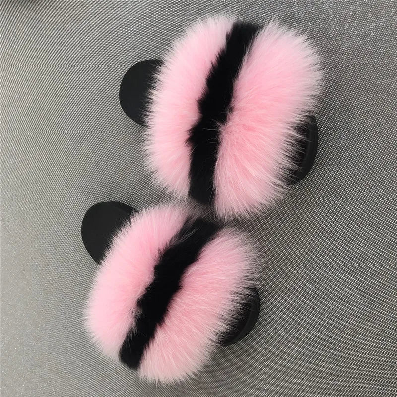 2025 New Designer Luxury women Fox Fur sandals - Shopcbeauty
