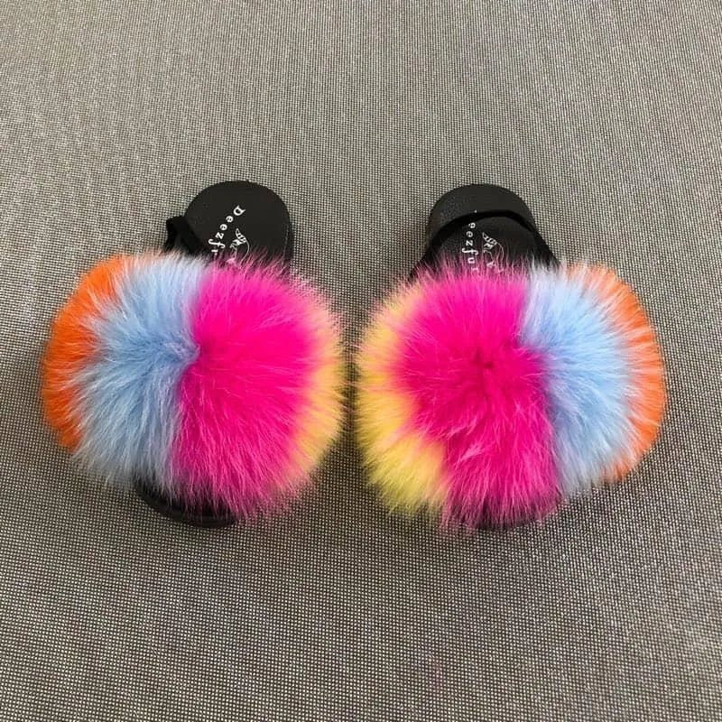 2025 New Designer Luxury women Fox Fur sandals - Shopcbeauty