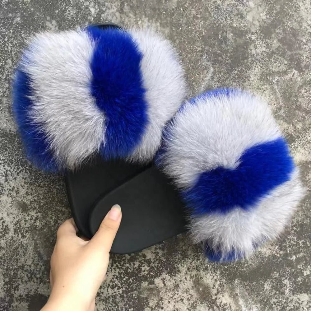 2024 New Designer Luxury fox fur Slides for women - Shopcbeauty