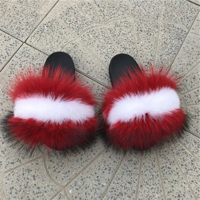 2024 New Designer Luxury fox fur Slides for women - Shopcbeauty