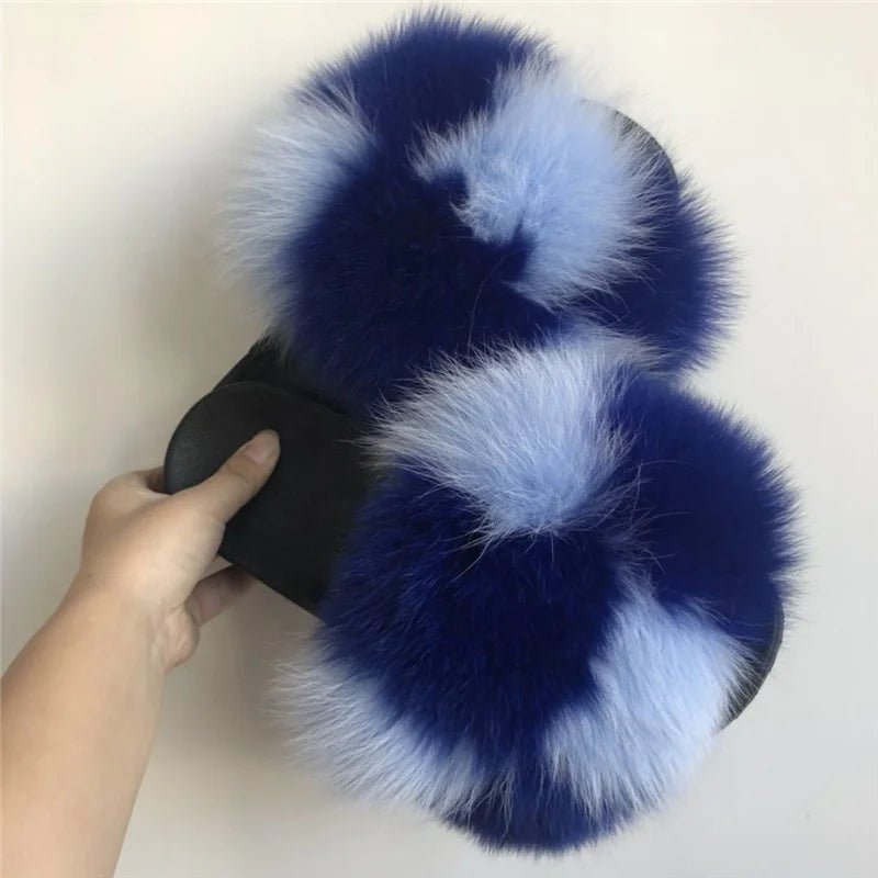 2024 New Designer Luxury fox fur Slides for women - Shopcbeauty