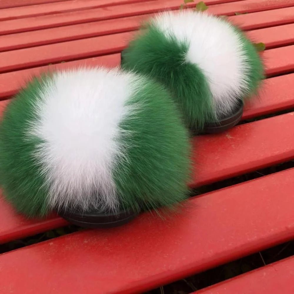 2024 New Designer Luxury fox fur Slides for women - Shopcbeauty