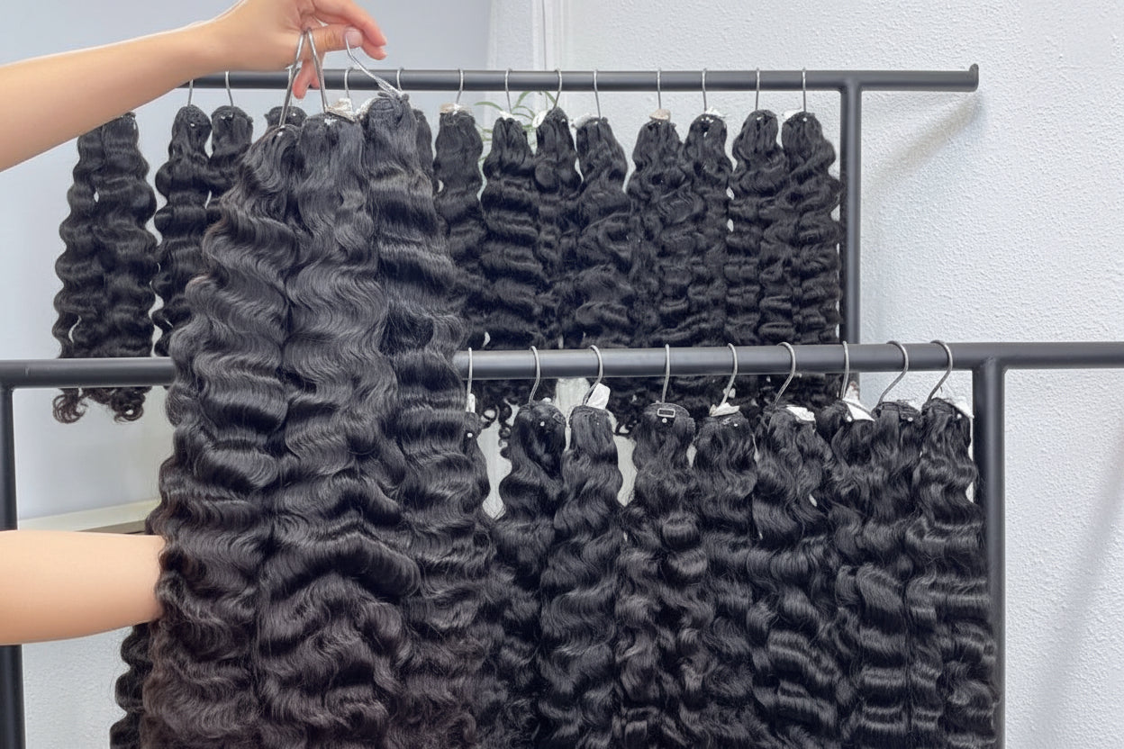 Raw loose curly hair weft bundle Vietnamese hair 100g C Beauty