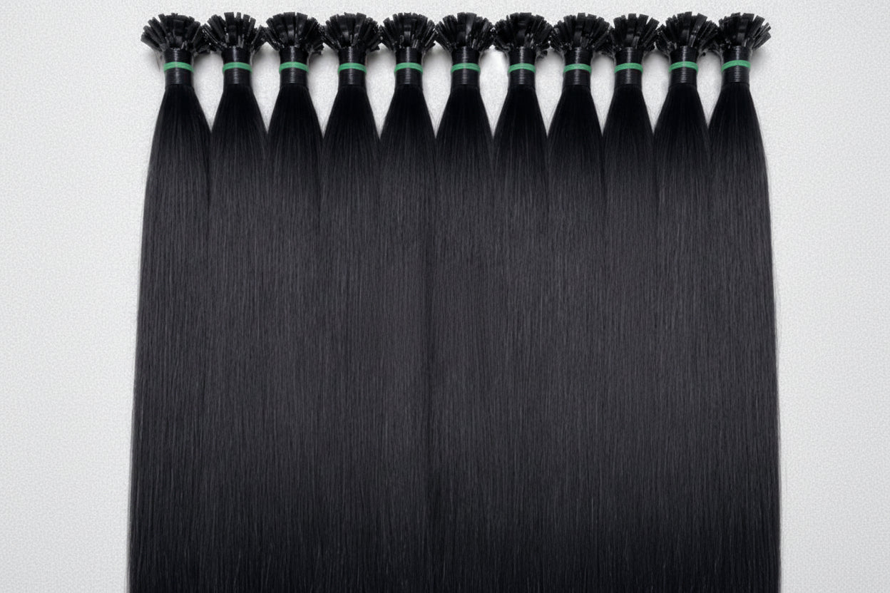 Natural black flat tip keratin extensions straight Vietnamese hair C Beauty