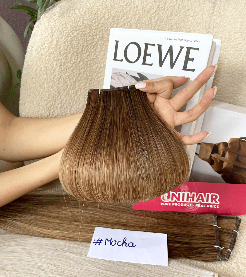 Mocha Genius Weft Hair Extensions | Straight Human Hair - Shopcbeauty