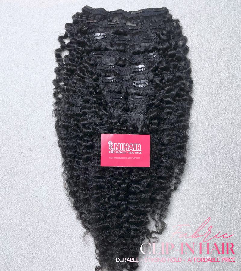 Kinky curly clip-in hair extensions natural 20 inch 200g Vietnamese hair C Beauty