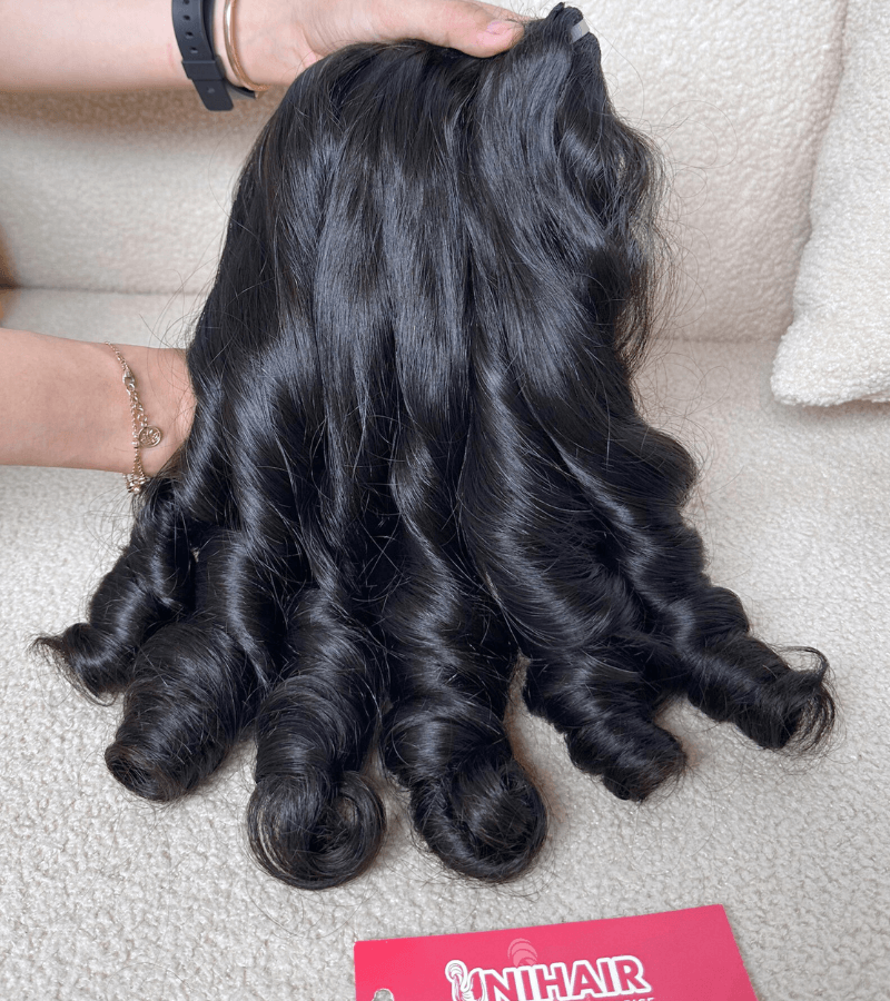 Bouncy curly double drawn Remy weft bundle Vietnamese hair C Beauty