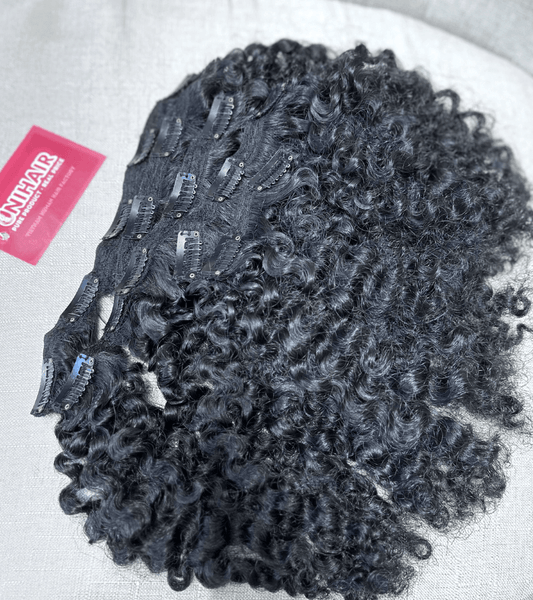 Burmese curly clip-in hair extensions natural black Vietnamese hair 100g C Beauty