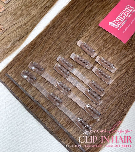 #4 seamless clip-in extensions 24 inch 200g super premium human hair C Beauty