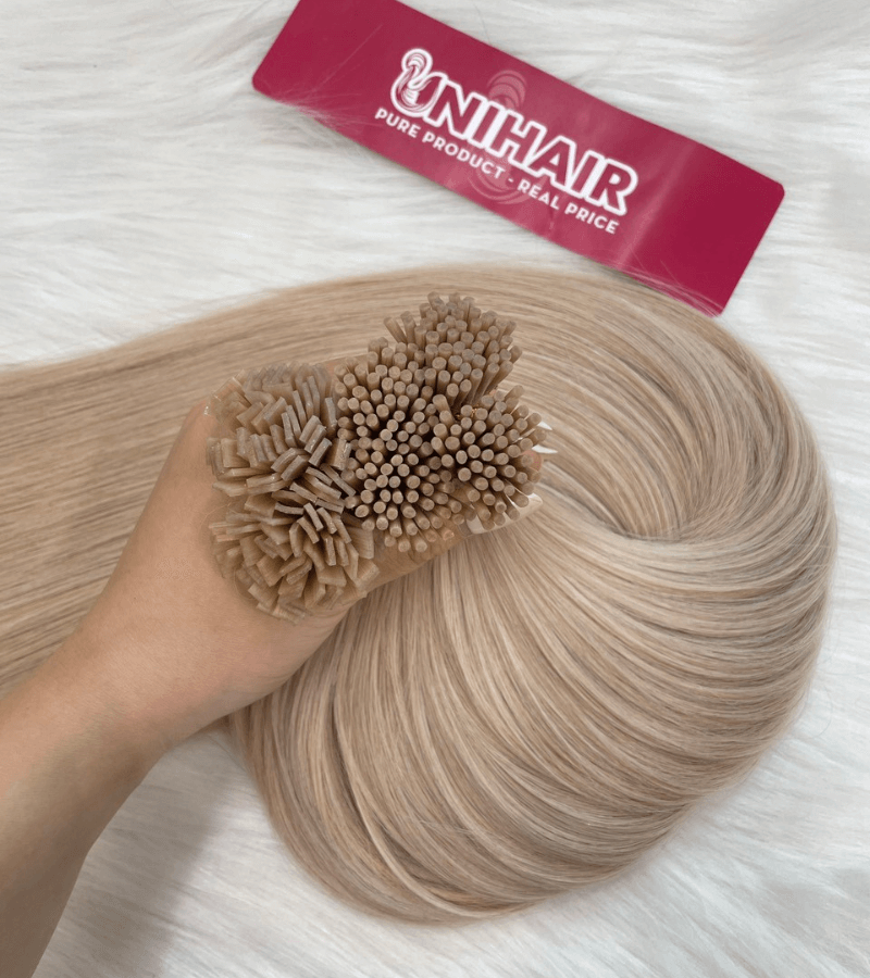 Silver straight I-tip keratin extensions Vietnamese human hair C Beauty
