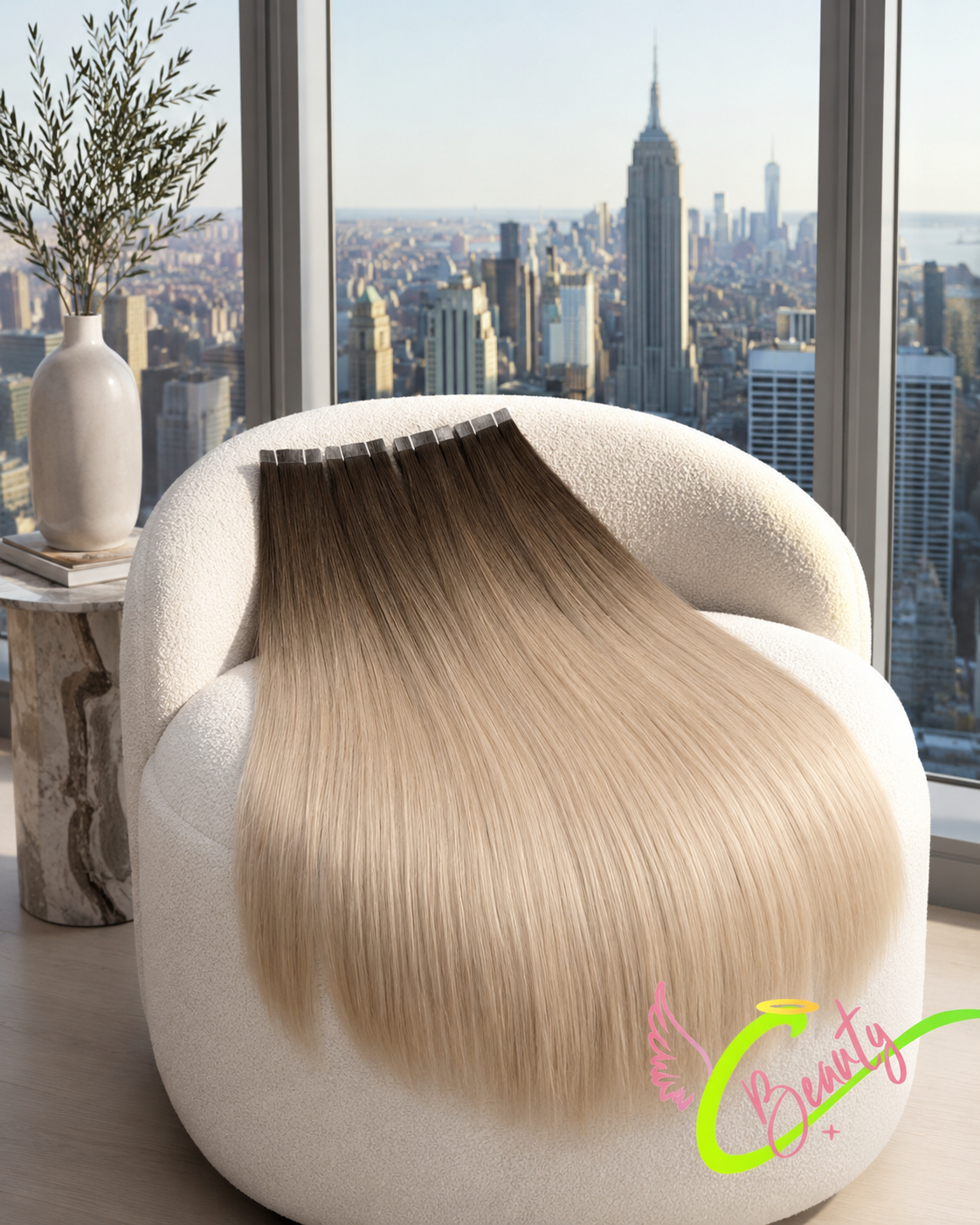 Norwegian Blonde Tape-In Hair Extensions | Straight Human Hair | C Beauty