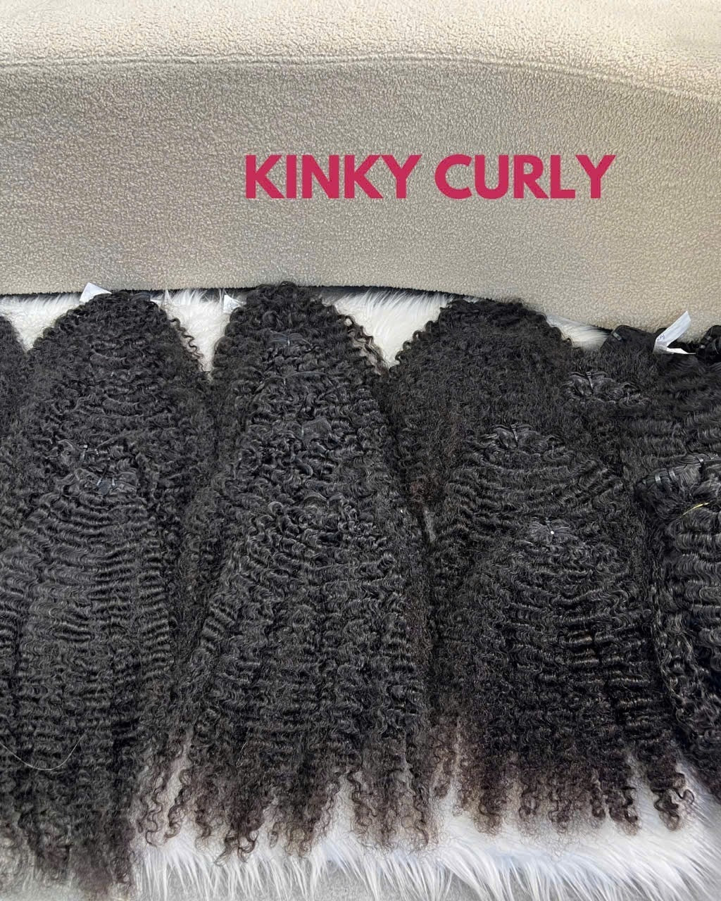 Kinky curly hair bundle close up texture C Beauty