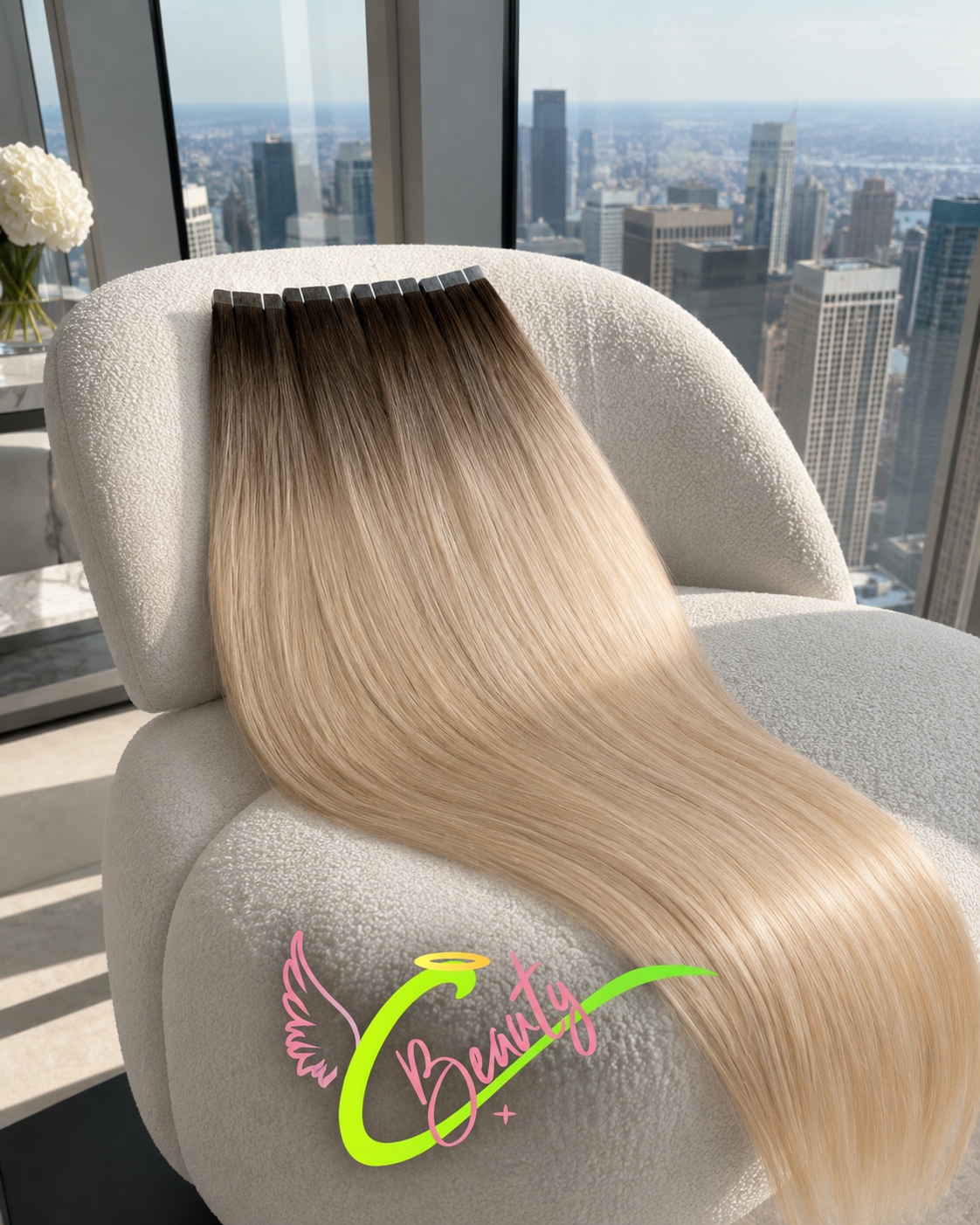 Norwegian Blonde Tape-In Hair Extensions | Straight Human Hair | C Beauty