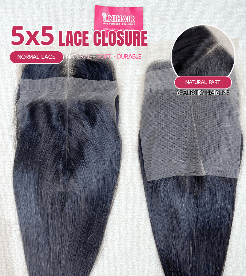 5x5 lace closure Vietnamese human hair natural black C Beauty