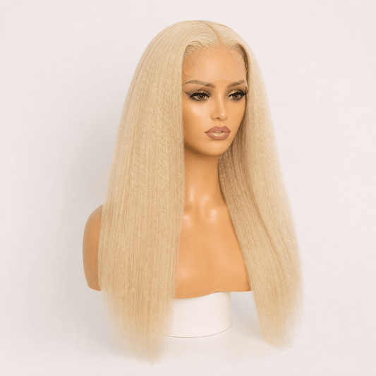 5×5 HD Lace Kinky Straight 613 Blonde Closure Wig — 100% Human Hair - C Beauty Accessories