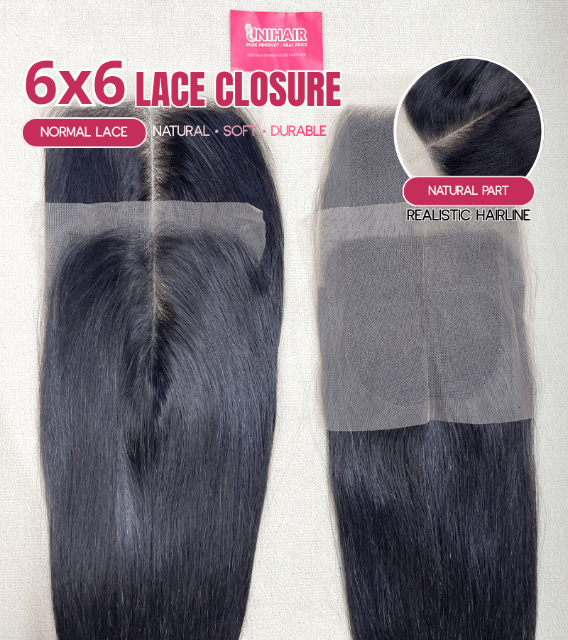 6x6 lace closure Vietnamese human hair natural black C Beauty