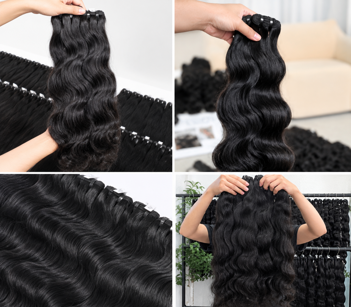 Natural wavy weft bundle close up texture C Beauty