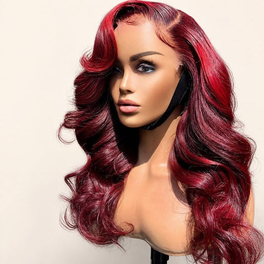 99J Burgundy Lace Wig — 100% Human Hair - C Beauty Accessories