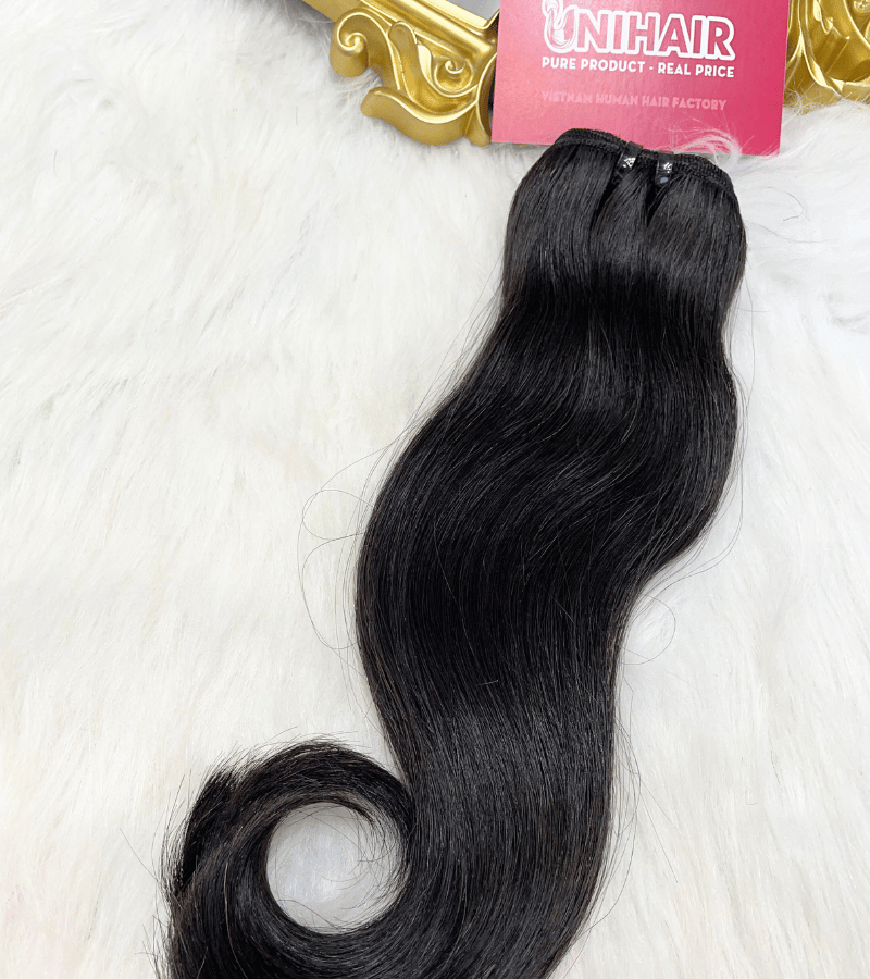 Blunt tip double drawn Remy weft bundle Vietnamese hair natural black C Beauty