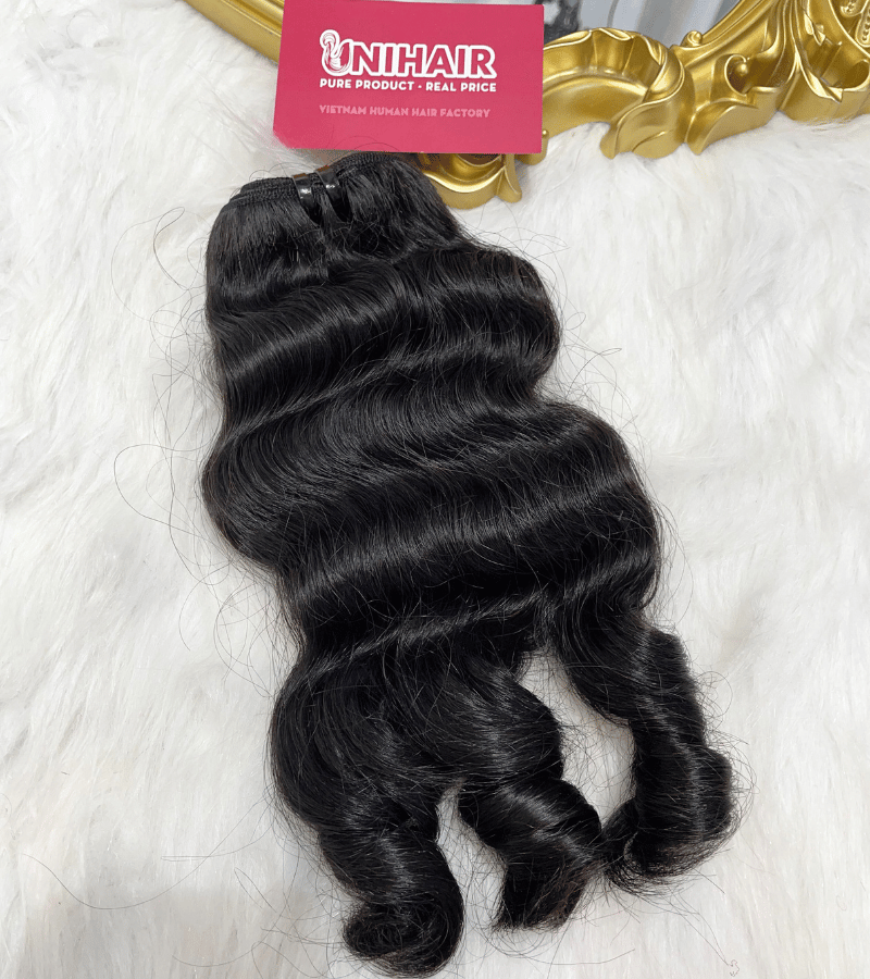Fancy curly double drawn Remy weft bundle Vietnamese hair C Beauty