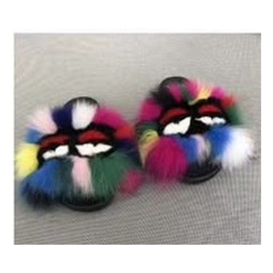Fox Fur Slides – Multicolor – Style F-12 - C Beauty Accessories