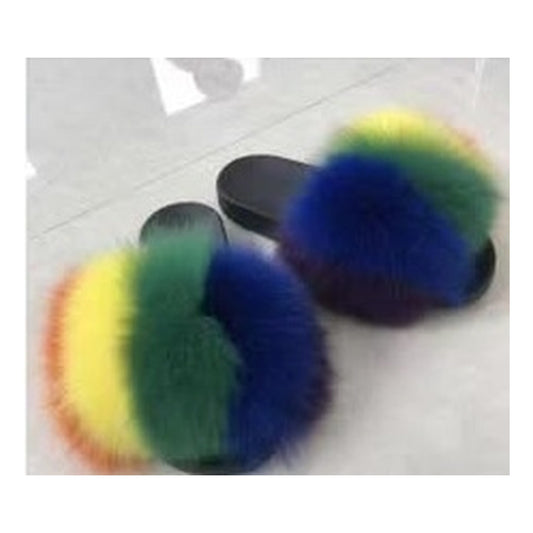 Fox Fur Slides – Camel / Brown – Style F-113 - C Beauty Accessories