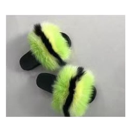 Fox Fur Slides – neon yellow / Black – Style F-117 - C Beauty Accessories
