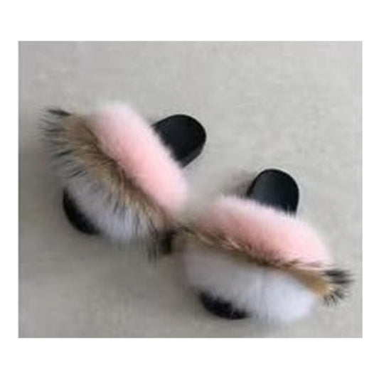 Fox Fur Slides – pink fox – Style F-120 - C Beauty Accessories