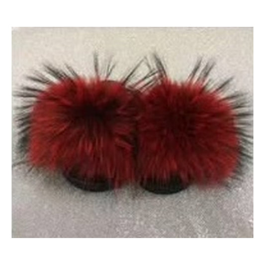 Fox Fur Slides – Neon Rainbow – Style F-15 - C Beauty Accessories