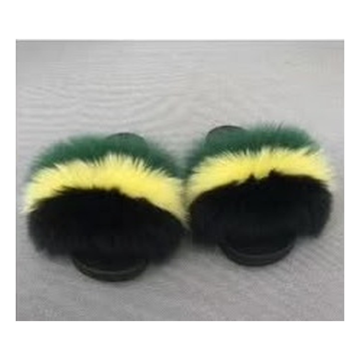 Fox Fur Slides with Chain – jerk color – Style F-212