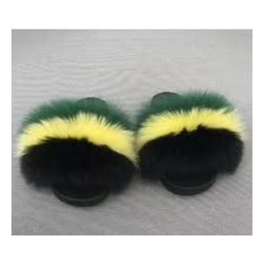 Fox Fur Slides with Chain – jerk color – Style F-212 - C Beauty Accessories