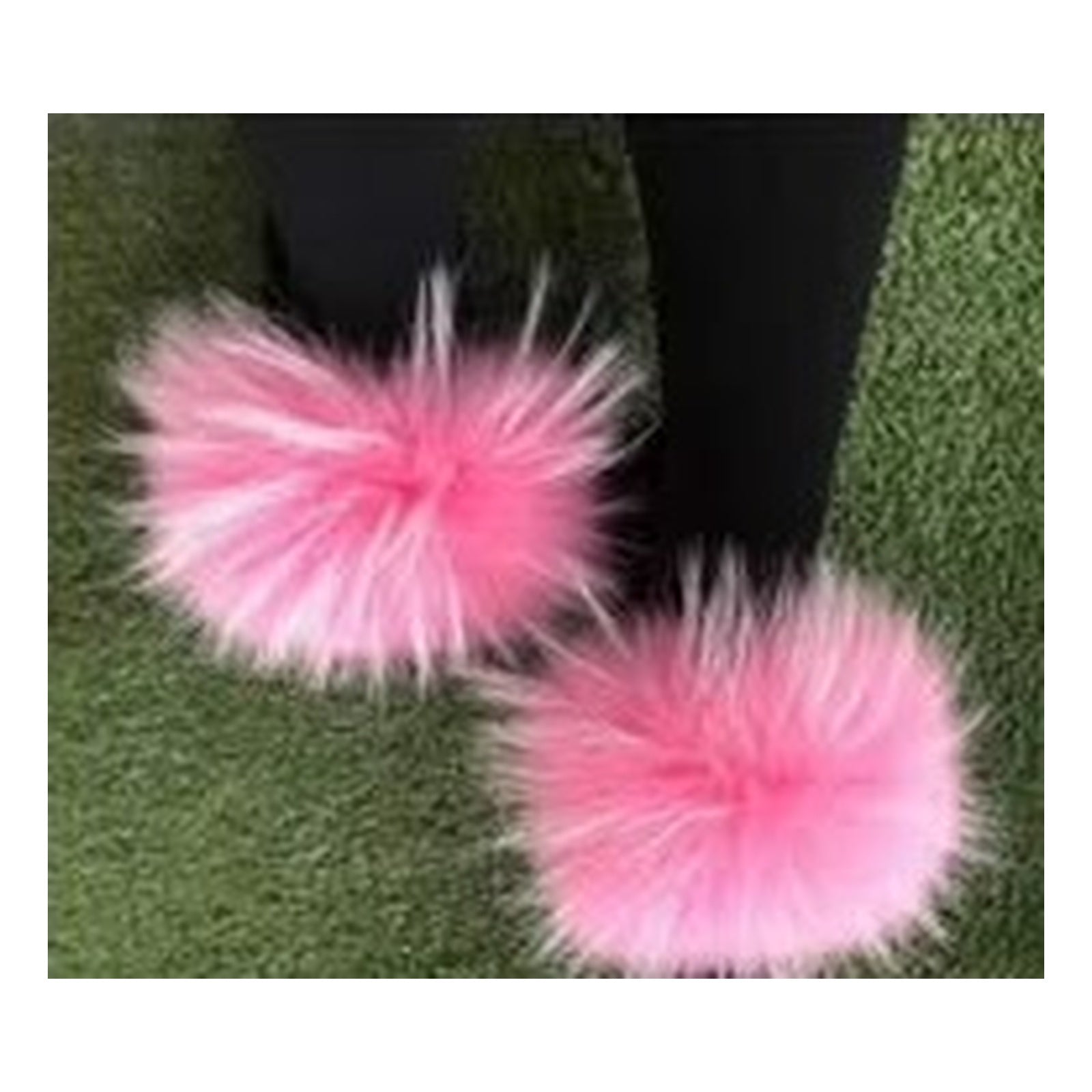 Fox Fur Slides – Lime Green / Hot Pink / Gray / Pink – Style F-2 - C Beauty Accessories