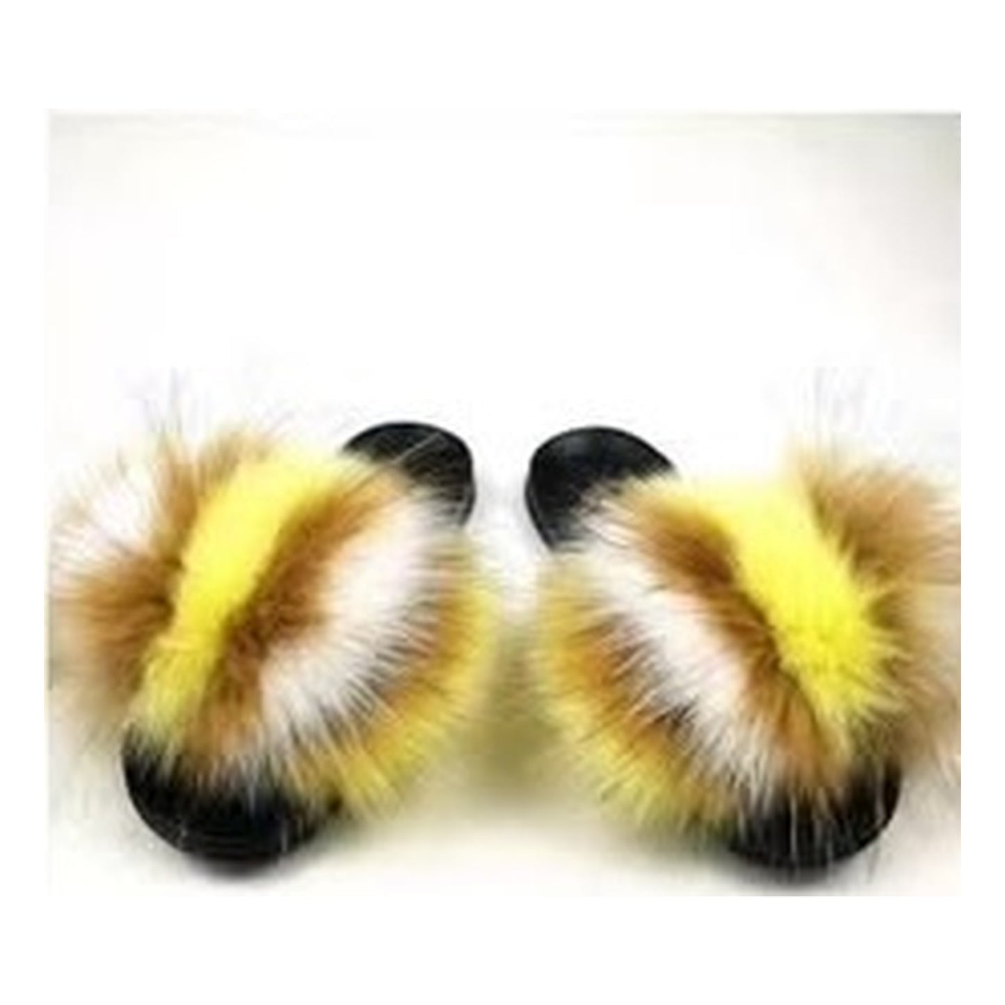 Fox Fur Slides – Yellow / Brown / White / Black – Style F-377