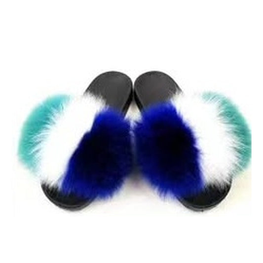 Fox Fur Slides – Neon Rainbow – Style F-379 - C Beauty Accessories