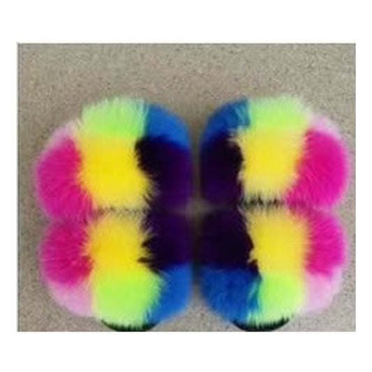 Fox Fur Slides – Fuchsia / Hot Pink / Red / Pink – Style F-381 - C Beauty Accessories