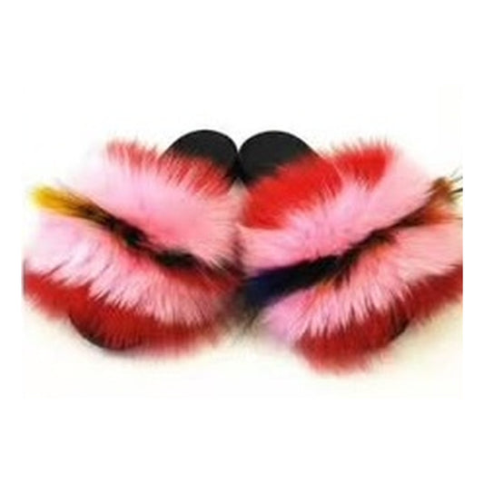Fox Fur Slides – Hot Pink / Fuchsia / Neon / Blue / Purple – Style F-382 - C Beauty Accessories