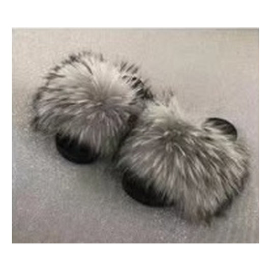 Fox Fur Slides – Teal / White / Black – Style F-7 - C Beauty Accessories
