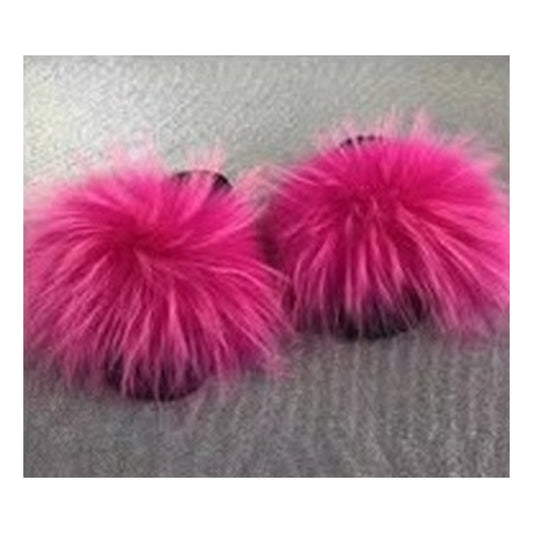 Fox Fur Slides – Blue / Black / Tan – Style F-7 - C Beauty Accessories