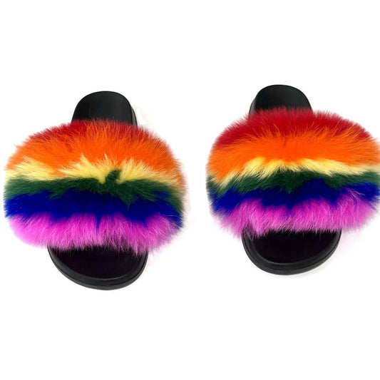 2025 New Designer Luxury women Fox Fur sandals - Shopcbeauty