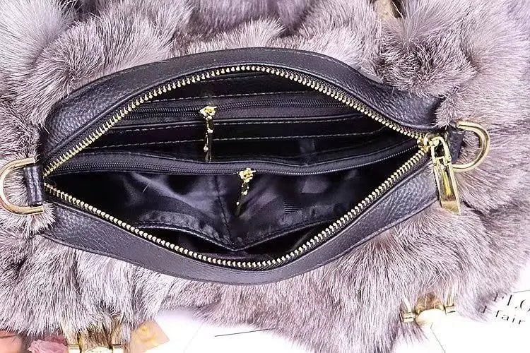 Women Real Fox Fur Tote Bag — Elegant Luxury Handbag With Strap - Shopcbeauty