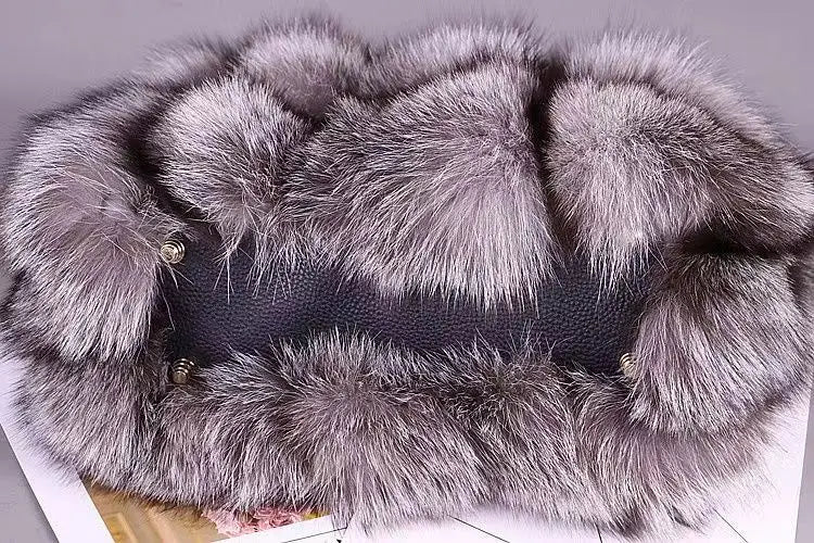 Women Real Fox Fur Tote Bag — Elegant Luxury Handbag With Strap - Shopcbeauty